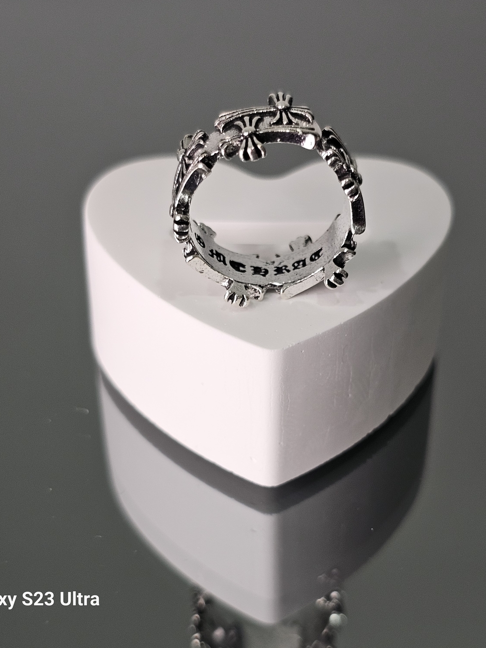 Gothic Cross Ring Silver Tone Chunky Cemetery Style Statement Unisex adjustable